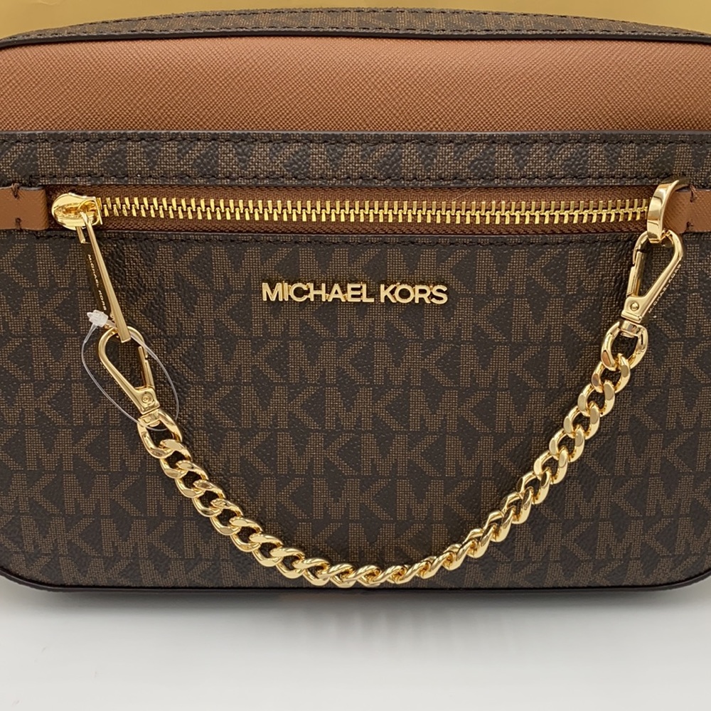 MICHAEL KORS LG EW ZP CHAIN XBODY BROWN SIGNATURE - Picture 6 of 16